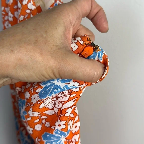 Anthropologie Maeve The Lille Side Slit Midi Skirt Size 6 Lined Orange Viscose - Picture 13 of 16